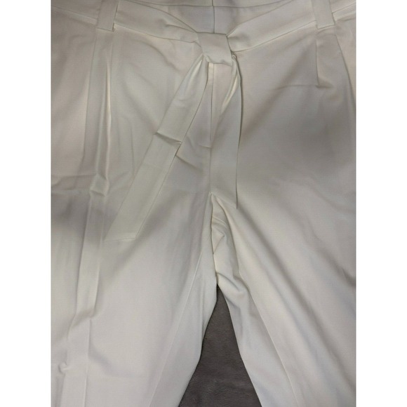 Calvin Klein Tie Waist Ankle Crop Paperbag Pants 18W Cream - Picture 2 of 6